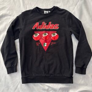 adidas Crewneck Sweatshirt Men’s Size Medium Black Red White Tomato Pullover